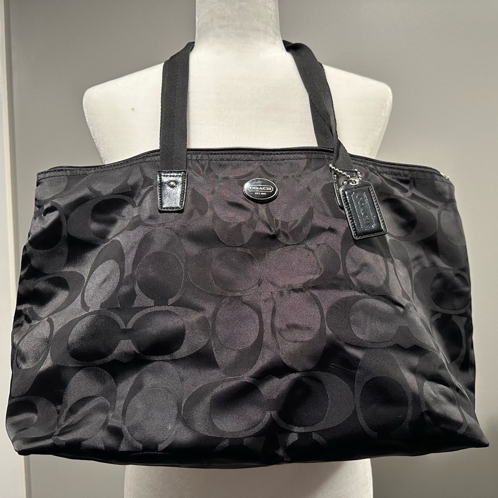 Coach nylon black weekender bag